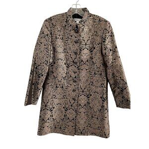 Coldwater Creek Women's Metallic Gold Black Floral Paisley Kimono Jacket Sz 6